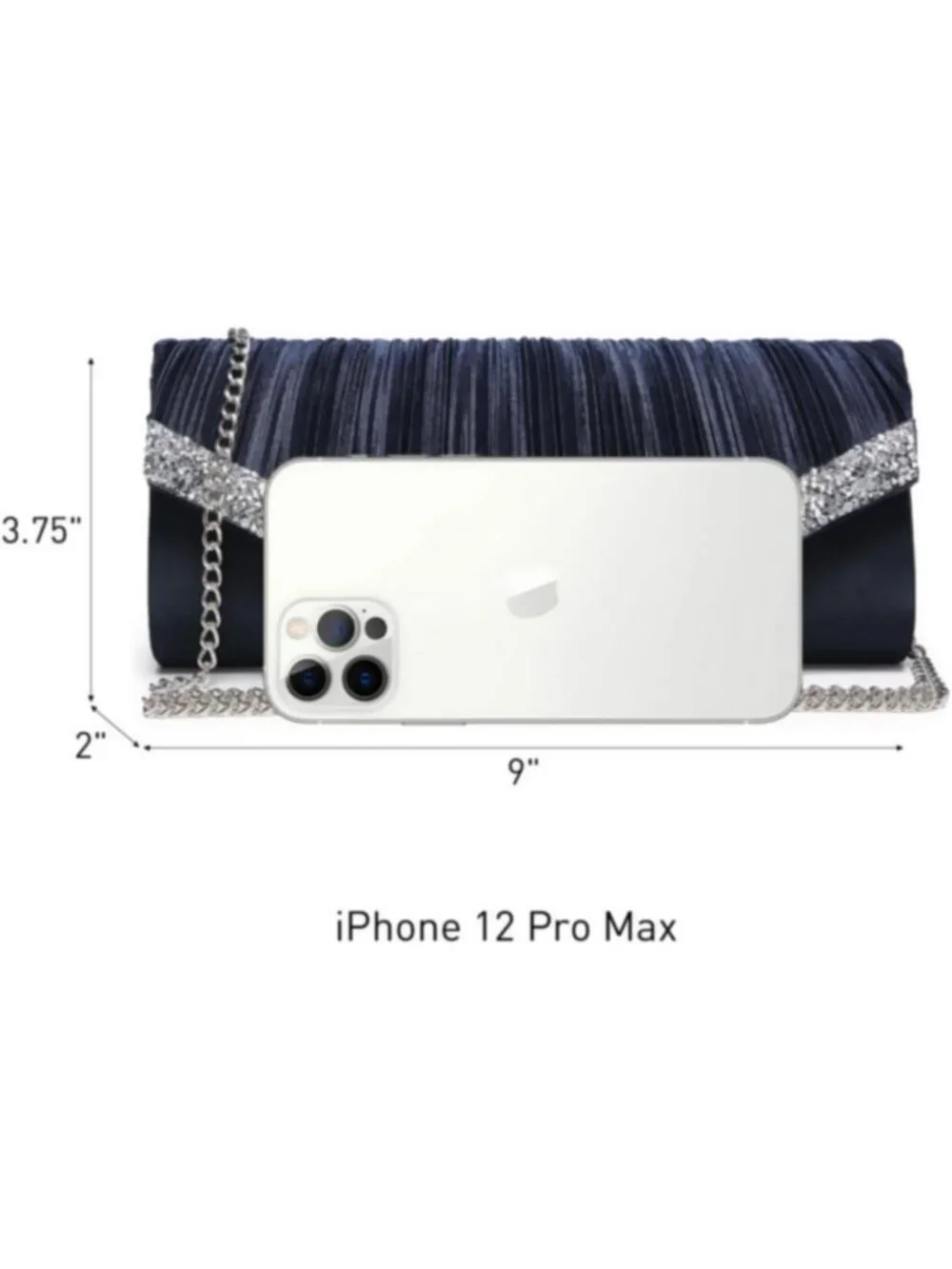 Women's Navy Blue Rhinestone Evening Clutch Purse Formal Hand Bag Prom Party Bag